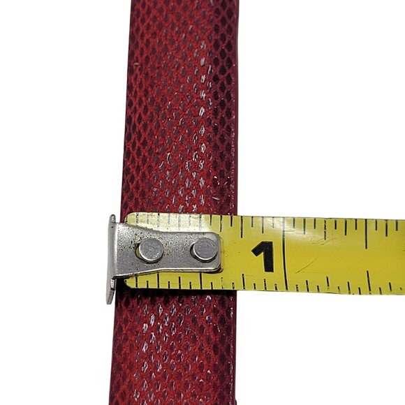 Vtg 80s Red Snake Python Embossed Skinny Leather Cincher Belt Sz XL Accessory - Picture 5 of 10